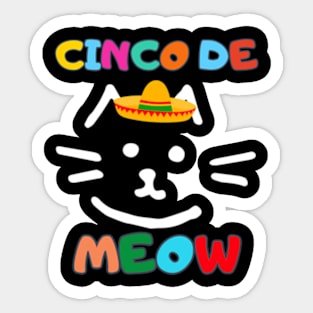 Cinco De Meow Cat With Mexican Sombrero Hat Sticker